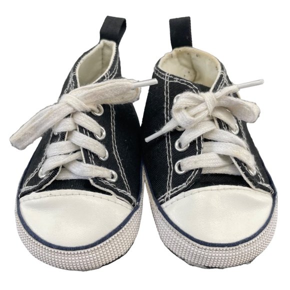 Baby Baby Boy's Size 2 Black & White Lace-Up Sneakers - Picture 3 of 7